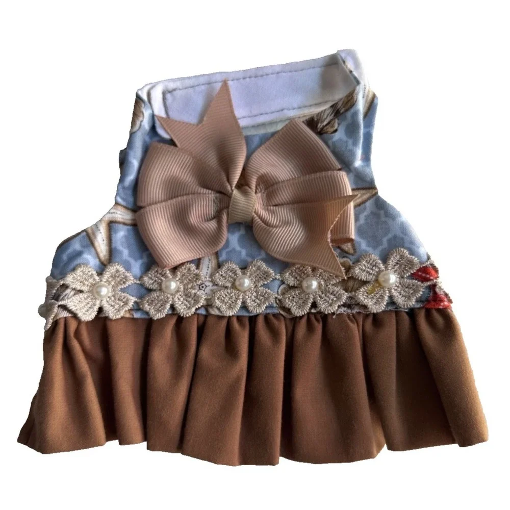 XS Small Dog Dress Brown Bow Skirt Puppy Cat Party Outfit Boutique‎ Glam Pet Paw